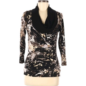 Animal Top Size Medium Cowel Neck Soft Fashion Black Stretch Shirt‎